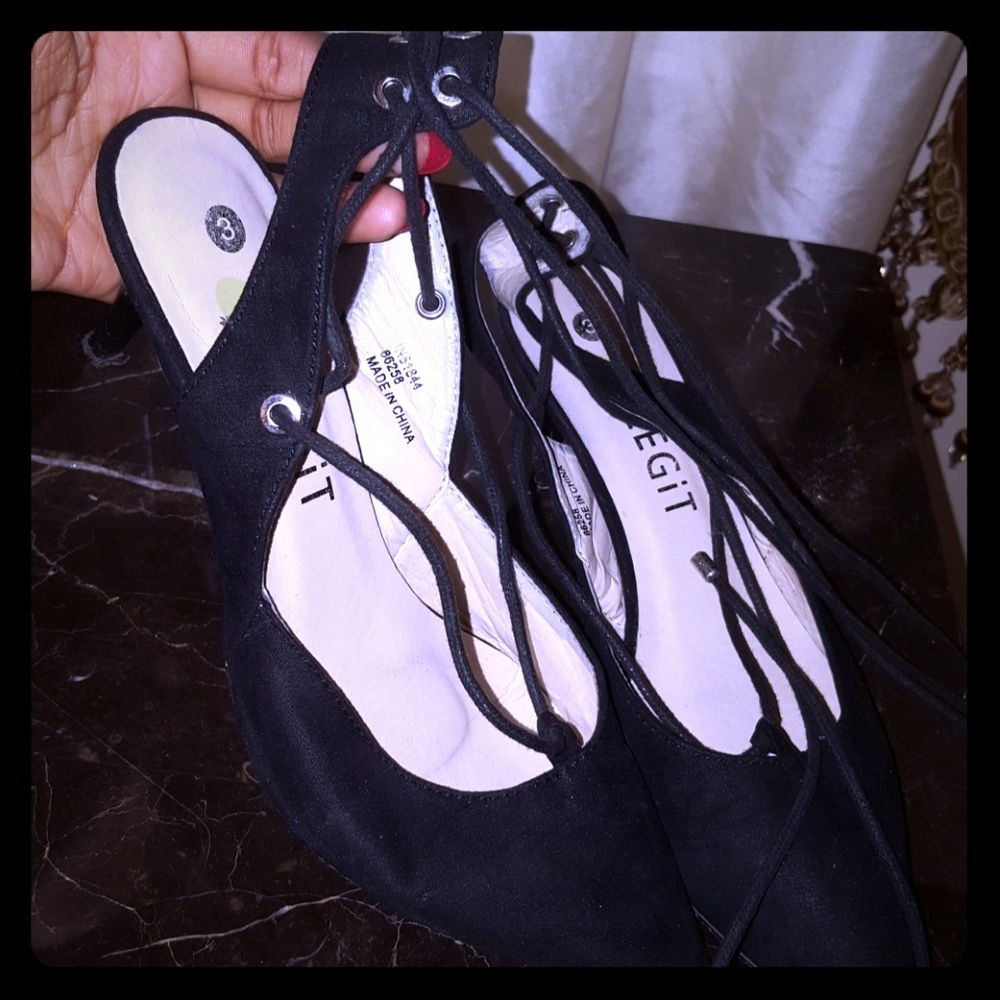 Lace up kitten heels